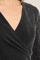 LTS Tall Black Glitter Wrap Top | Long Tall Sally 4