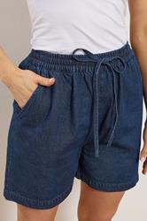 LTS Tall Women's Set Indigo Blue Denim Cotton Shirt & Shorts | Long Tall Sally 6
