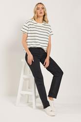 LTS Tall Women's White Stripe Cotton Oversized T-Shirt | Long Tall Sally 1
