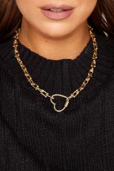 Gold Tone Heart Chain Necklace | Yours Clothing 1