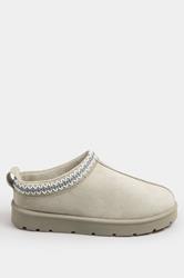 Grey Faux Suede Embroidered Mules In Standard Fit | Yours Clothing 3