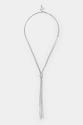 Silver Tone Long Diamante Ball Necklace | Yours Clothing 2