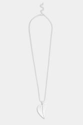 Silver Heart Pendant Long Necklace | Yours Clothing 2