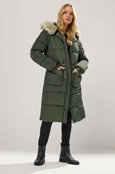 LTS Tall Khaki Green Padded Midi Coat | Long Tall Sally 2