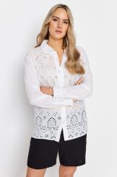 LTS Tall Womens White Broderie Anglaise Front Shirt | Long Tall Sally 2