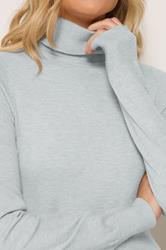 LTS Tall Women's Grey Fine Knit Roll Neck Jumper | Long Tall Sally 4