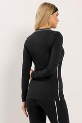 LTS Tall Women's Black Active Piped Long Sleeve Top | Long Tall Sally 3