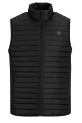 Jack & Jones Black Logo Print Puffer Gilet | BadRhino  2