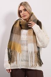 Yellow Checked Soft Touch Scarf | Yours Clothing 1