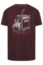 D555 Big & Tall Burgundy Red Guitar Graphic Print T-Shirt | BadRhino 1