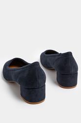 LTS Navy Blue Block Heel Ballerina Pumps | Long Tall Sally 4