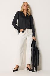 LTS Tall Women's Black Satin Collared Blouse | Long Tall Sally 1