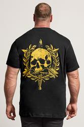 BadRhino Big & Tall Black Skull Emblem Extra Long Graphic T-Shirt | BadRhino 3