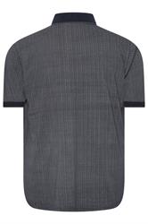 D555 Big & Tall Navy Blue Jacquard Polo Shirt | BadRhino 2