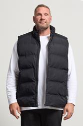 JACK & JONES Big & Tall Black Collared Puffer Bodywarmer | BadRhino 1
