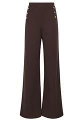 LTS Tall Chocolate Brown Military Wide Leg Trousers | Long Tall Sally 5