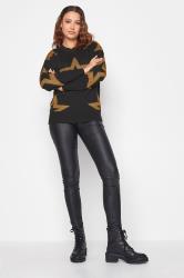 LTS Tall Black & Gold Glitter Star Jumper | Long Tall Sally 3