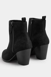 Black Faux Suede Block Heel Ankle Boots In Wide E Fit & Extra Wide EEE Fit | Yours Clothing 4