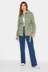 Tall Women's LTS Khaki Green Belted Twill Jacket | Long Tall Sally 3