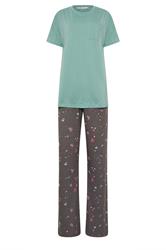 LTS Tall Women's Mint Green Cherry & Bow Print Pyjama Set | Long Tall Sally 5