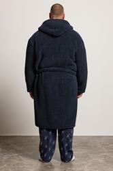 BadRhino Big & Tall Navy Blue Borg Dressing Gown | BadRhino 2