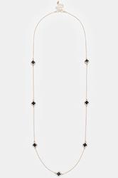 Gold Tone Long Diamante Clover Necklace | Yours Clothing 2