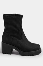 Black Faux Suede Stretch Sock Boots In Extra Wide EEE Fit | Yours Clothing 3