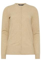 LTS Tall Neutral Brown Crew Neck Button Cardigan