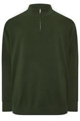 BadRhino Big & Tall Dark Green Milano Quarter Zip Jumper | BadRhino 5