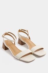 LTS Ivory White Strap Block Heel In Standard Fit