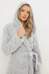 LTS Tall Light Grey Star Embossed Dressing Gown | Long Tall Sally 5