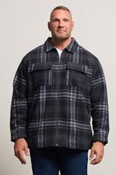 BadRhino Big & Tall Blue Check Print Zip Through Overshirt | BadRhino 1