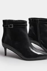 Black Buckle Pointed Toe Kitten Heel Boots In Extra Wide EEE Fit | Yours Clothing 5