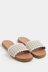 White Laser Cut Mule Sandals In Wide E Fit | Yours Clothing 3