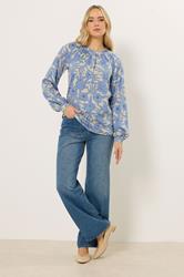 LTS Tall Women's Cream & Blue Placket Raglan Blouse | Long Tall Sally 4