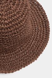 Chocolate Brown Woven Bucket Hat | Yours Clothing 2