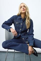 LTS Tall Women's Indigo Blue Cotton Denim Jacket | Long Tall Sally 1