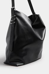 Black Faux Leather Slouched Shoulder Bag | Yours Clothing 3