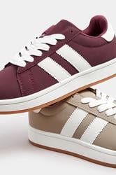 Burgundy Red Padded Lace Up Trainers In Wide E Fit | Yours Clothing 6