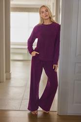 LTS Tall Women's Burgundy Red Wide Leg Fleece Trousers | Long Tall Sally 1