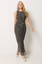 LTS Tall Women's Chocolate Brown Polka Dot Twist Maxi Dress | Long Tall Sally 1