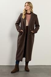 LTS Tall Chocolate Brown Longline Maxi Coat | Long Tall Sally 1