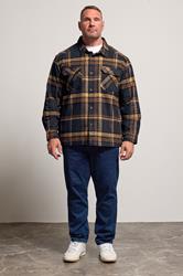 D555 Big & Tall Navy Blue Check Overshirt | BadRhino 3