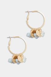 Gold Tone Stone Hoop Earrings | Yours Clothing 2