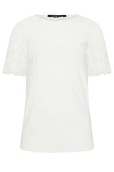 LTS Tall White Lace Sleeve T-Shirt