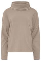 LTS Tall Women's Natural Brown Ribbed Roll Neck Top | Long Tall Sally 1