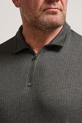BadRhino Big & Tall Charcoal Grey Jacquard Zip Neck Polo Shirt | BadRhino 4