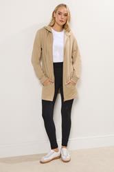 LTS Tall Women's Natural Brown Cotton Longline Hoodie | Long Tall Sally 2