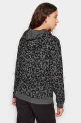 LTS Tall Charcoal Grey Leopard Print Hoodie | Long Tall Sally 4