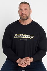 JACK & JONES Big & Tall Black Graphic Print T-Shirt | BadRhino 1